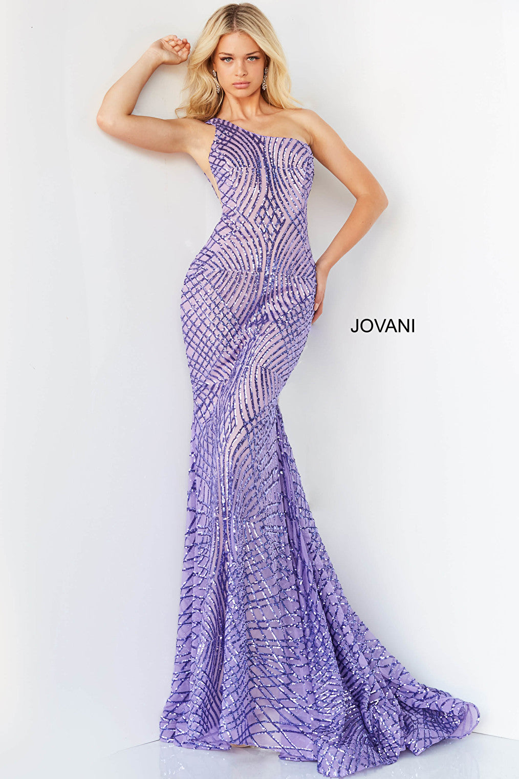 Lilac one shoulder Jovani dress 06517
