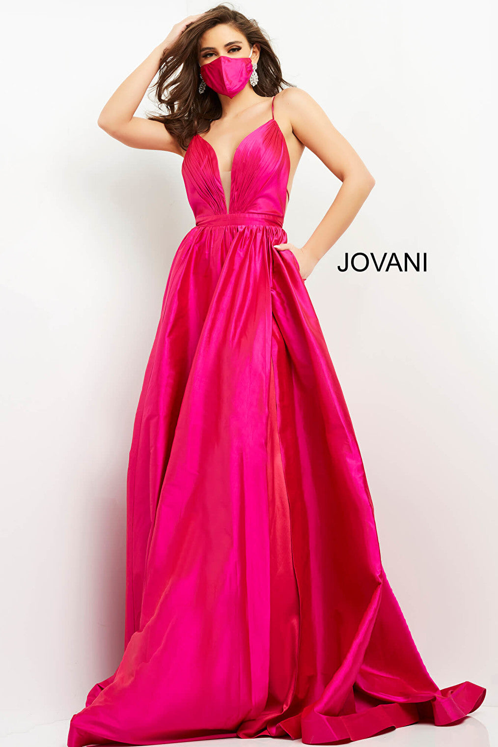 A line fuchsia prom dress Jovani 06540