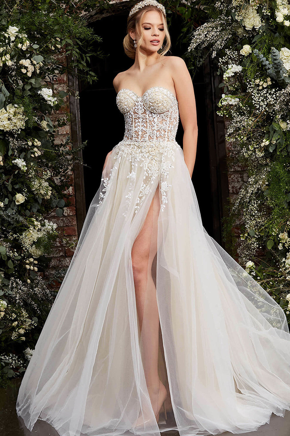 Sexy high slit bridal dress Jovani 06610