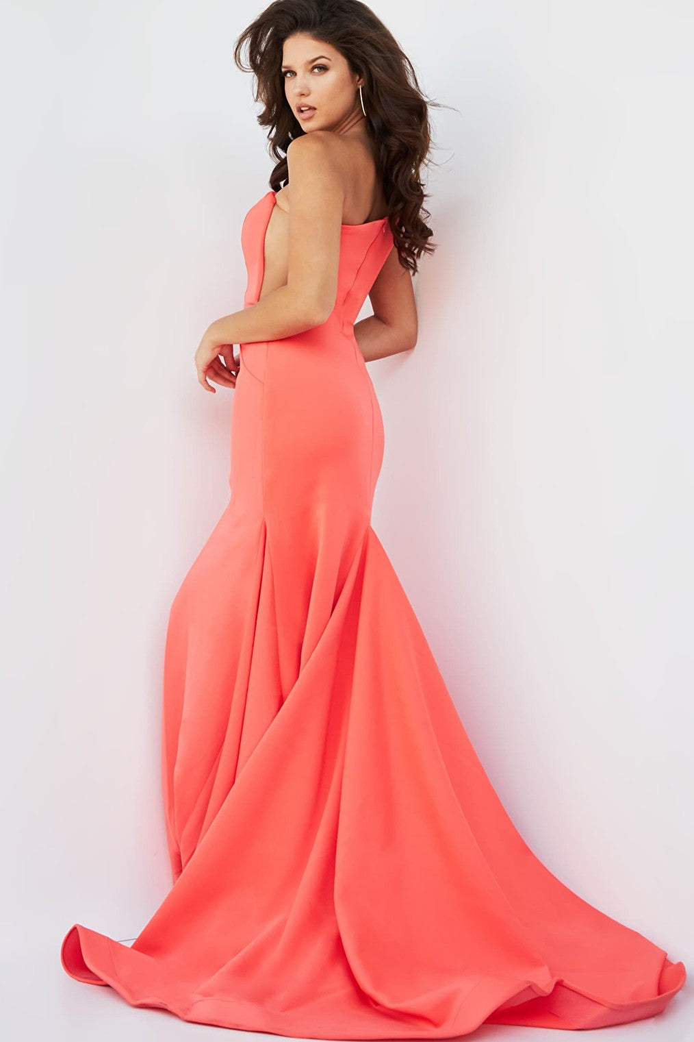 coral fitted dress 06763