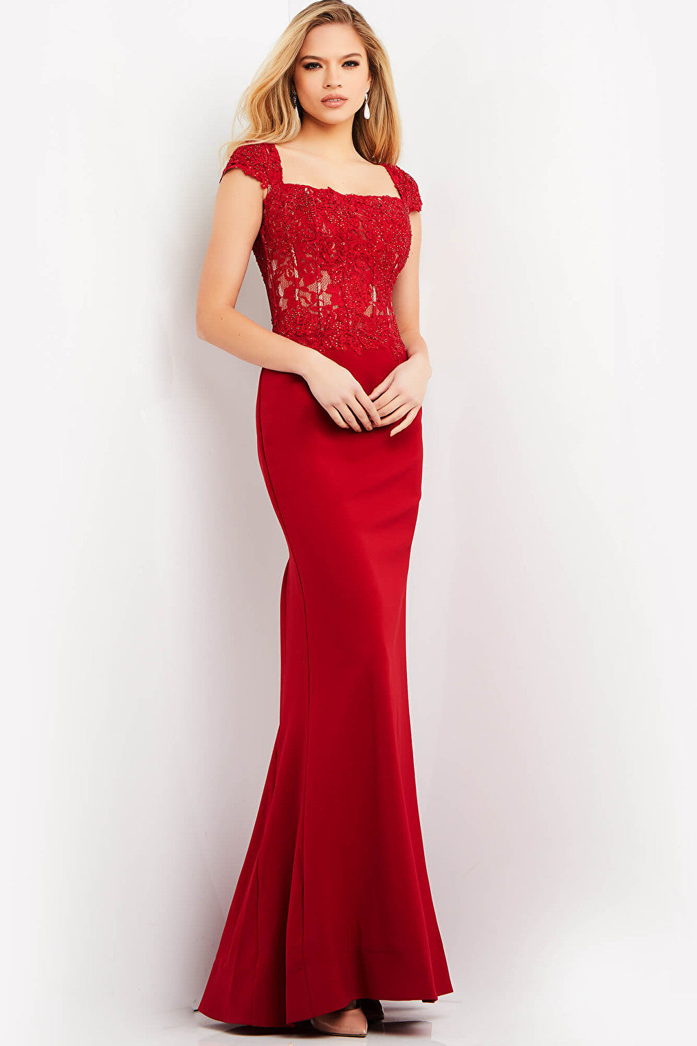 red fitted dress 06825
