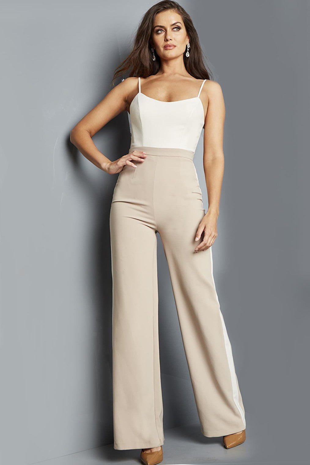 ivory nude pant suit 07110
