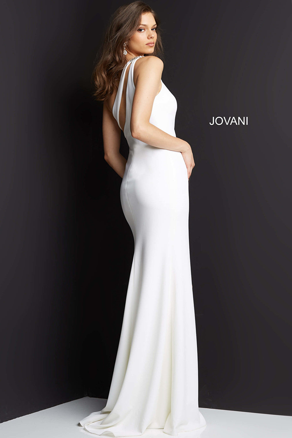 Off white one shoulder Jovani dress 07173