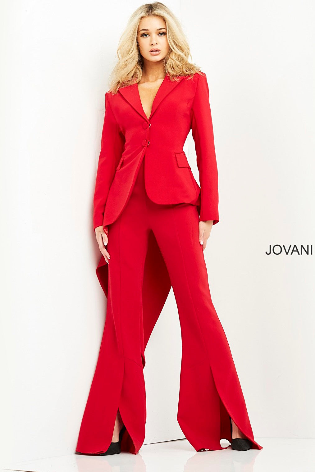 Red contemporary suit Jovani 07209