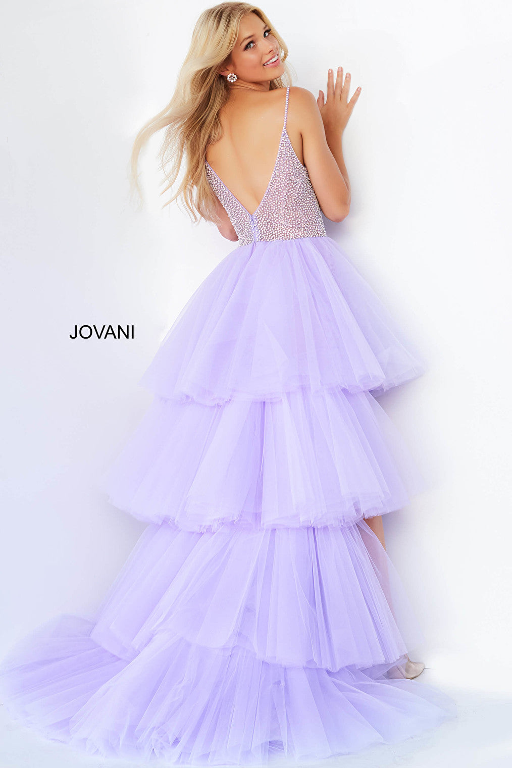 Beaded bodice lilac dress Jovani 07231