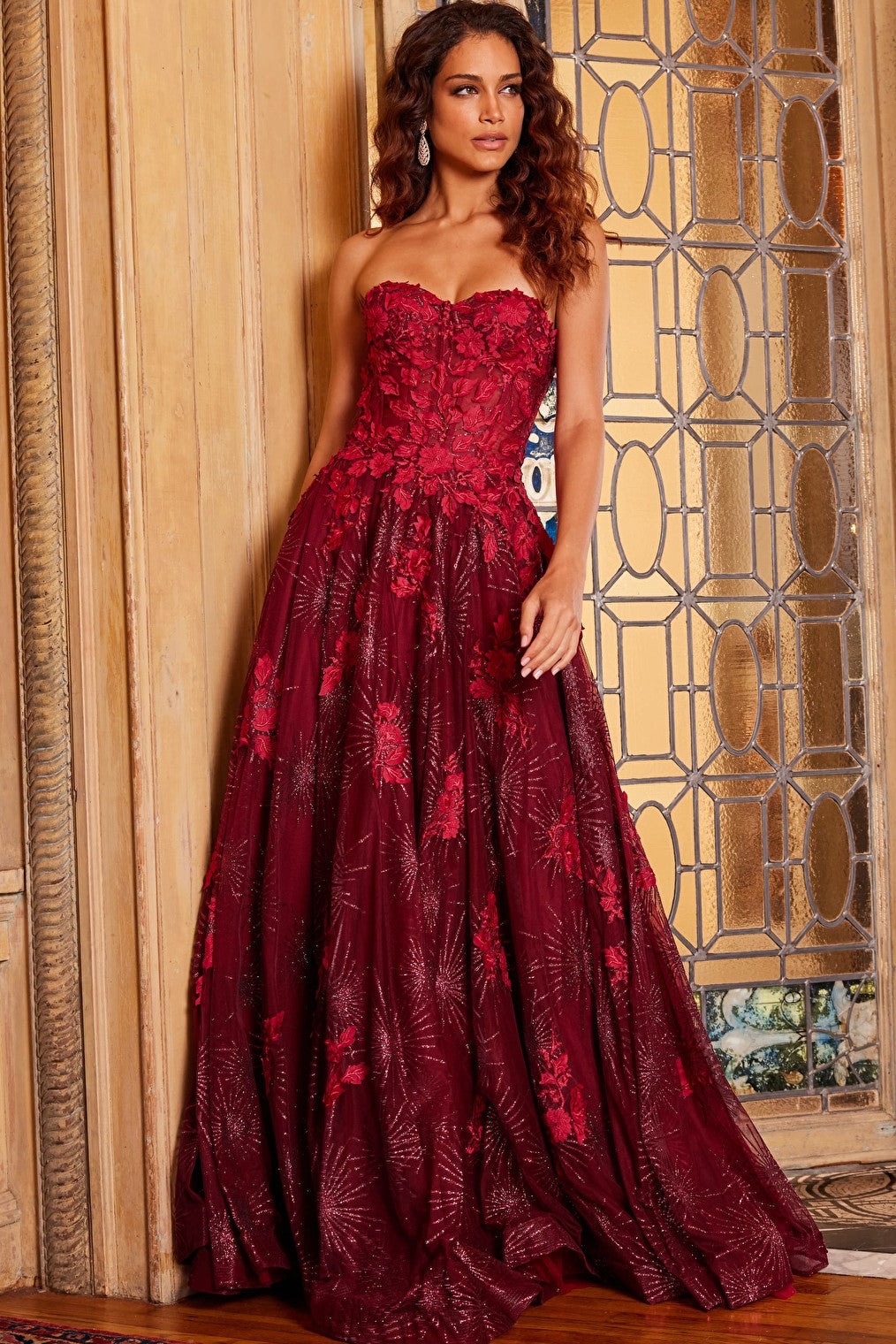 burgundy ballgown 07304