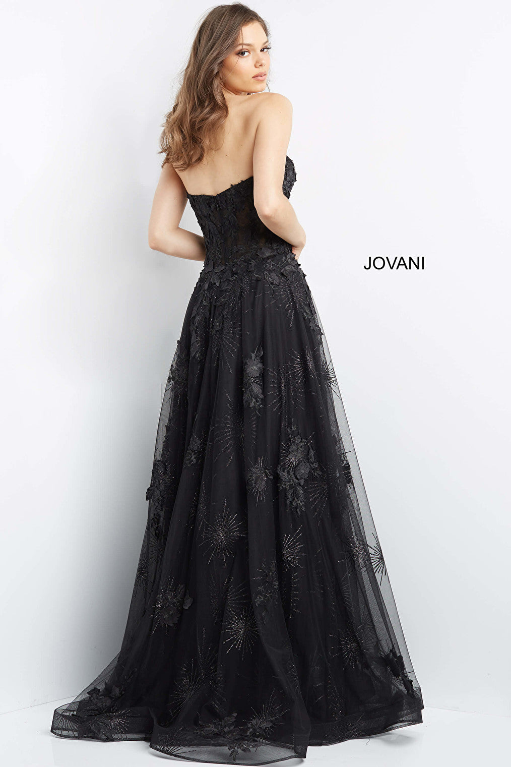 Black A Line prom gown 07304