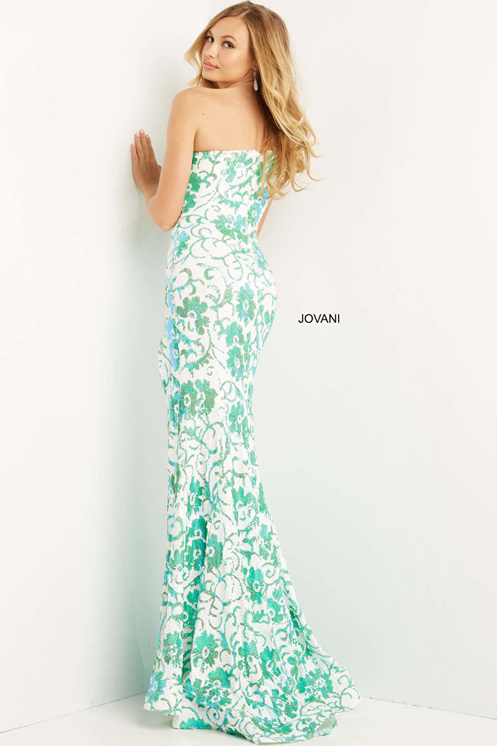 Floral sequin Jovani prom dress 08256