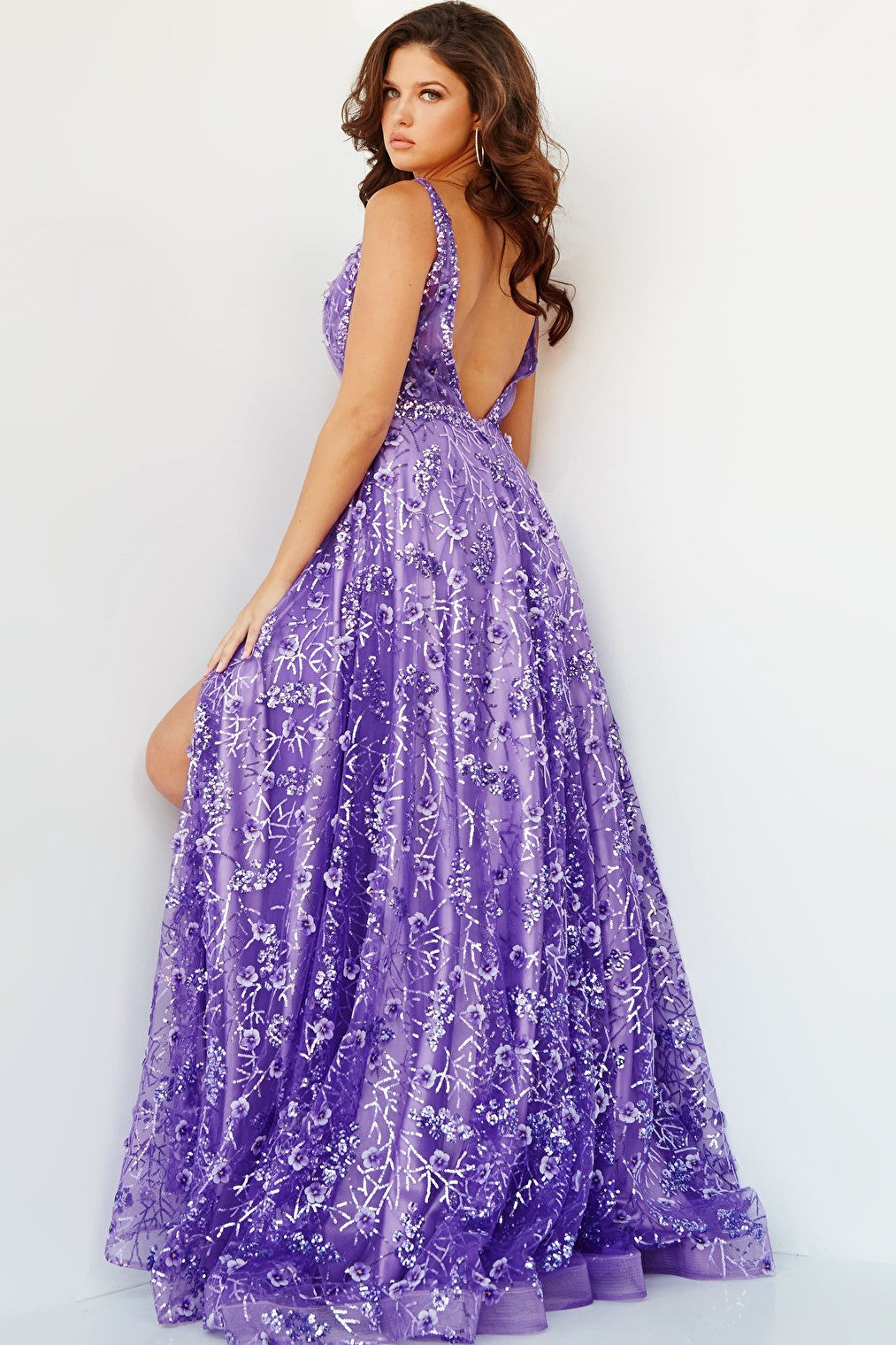 backless purple dress 08422