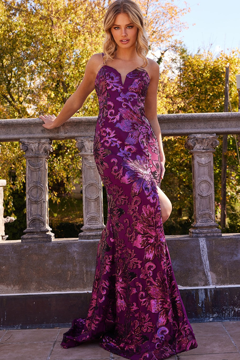 print multi color prom dress 08459