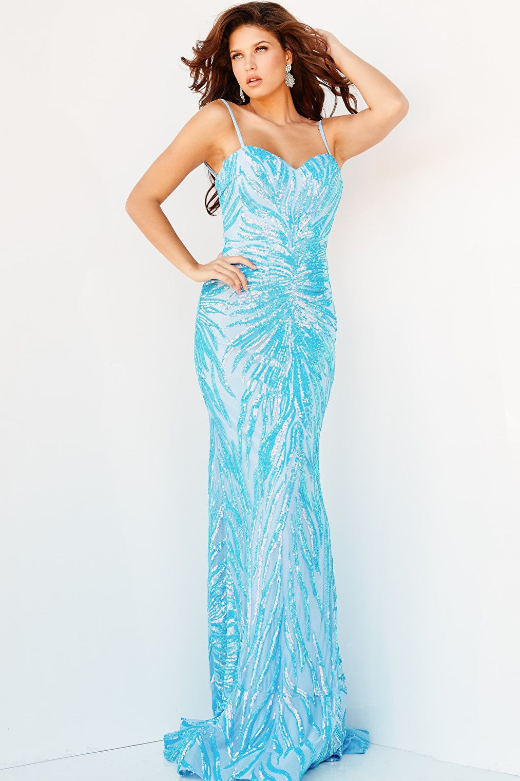 blue fitted dress 08481