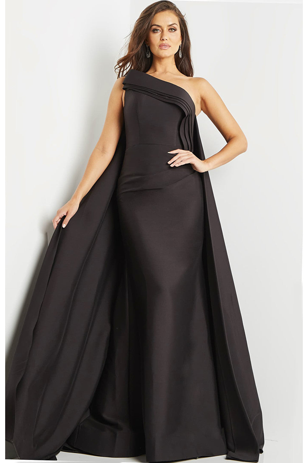 One shoulder black dress 09203