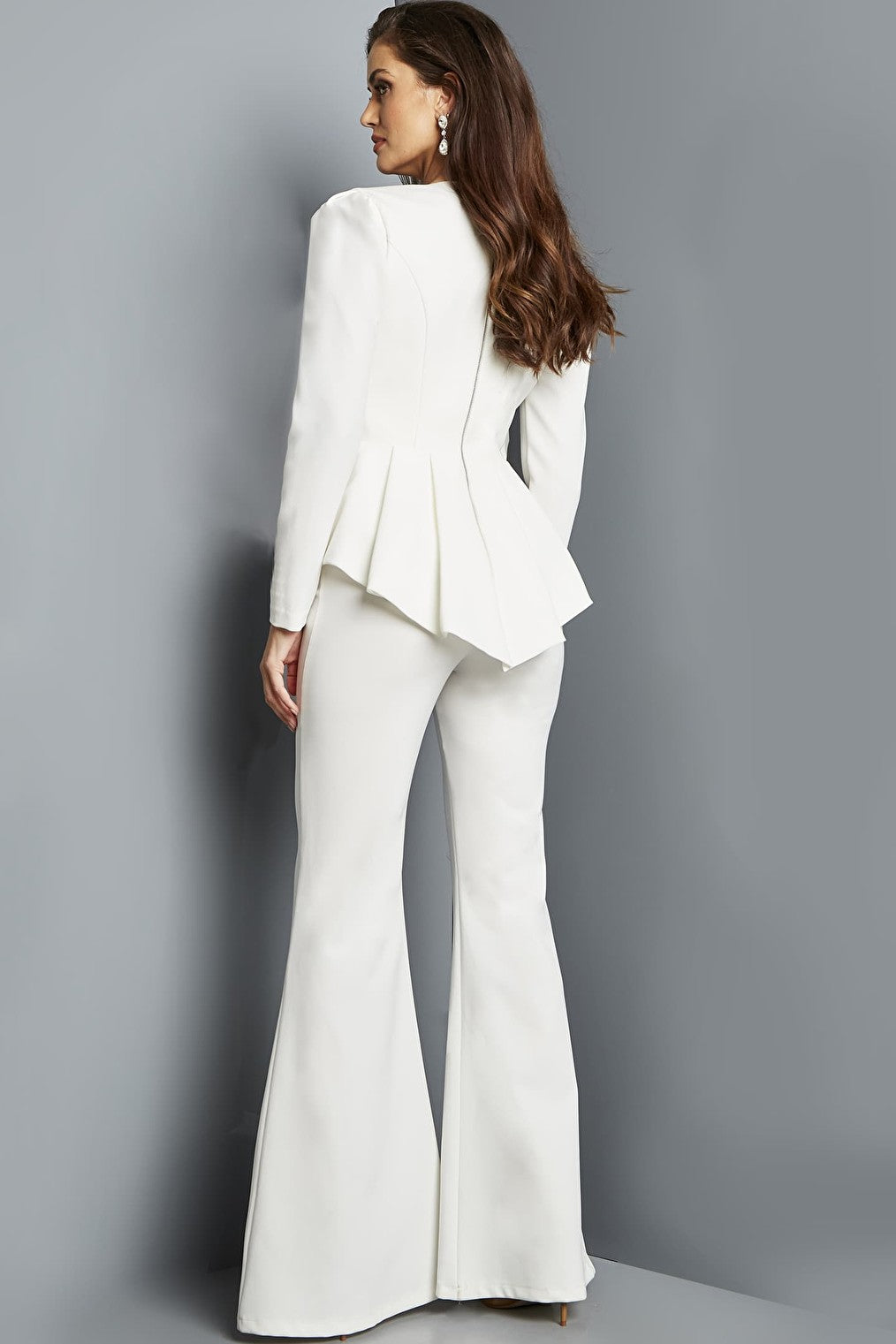 two piece white jumpsuit 09381