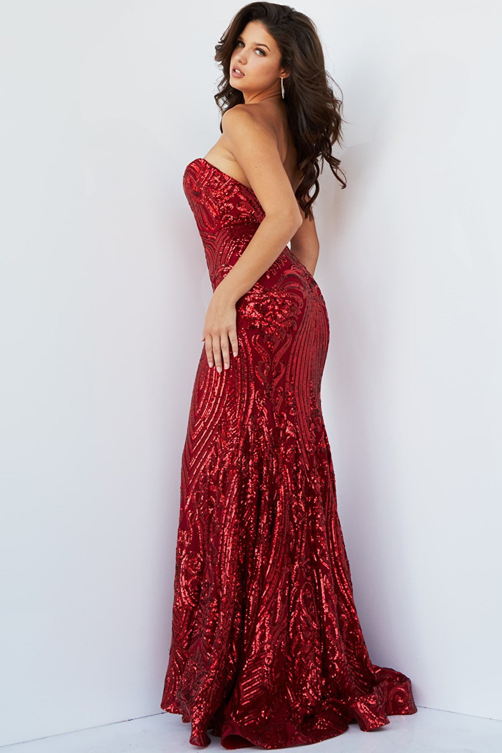 red fitted dress 09695