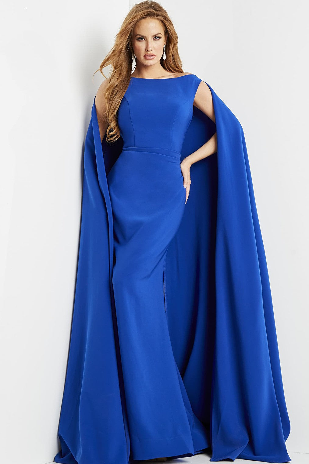 Floor length royal blue evening gown 09755