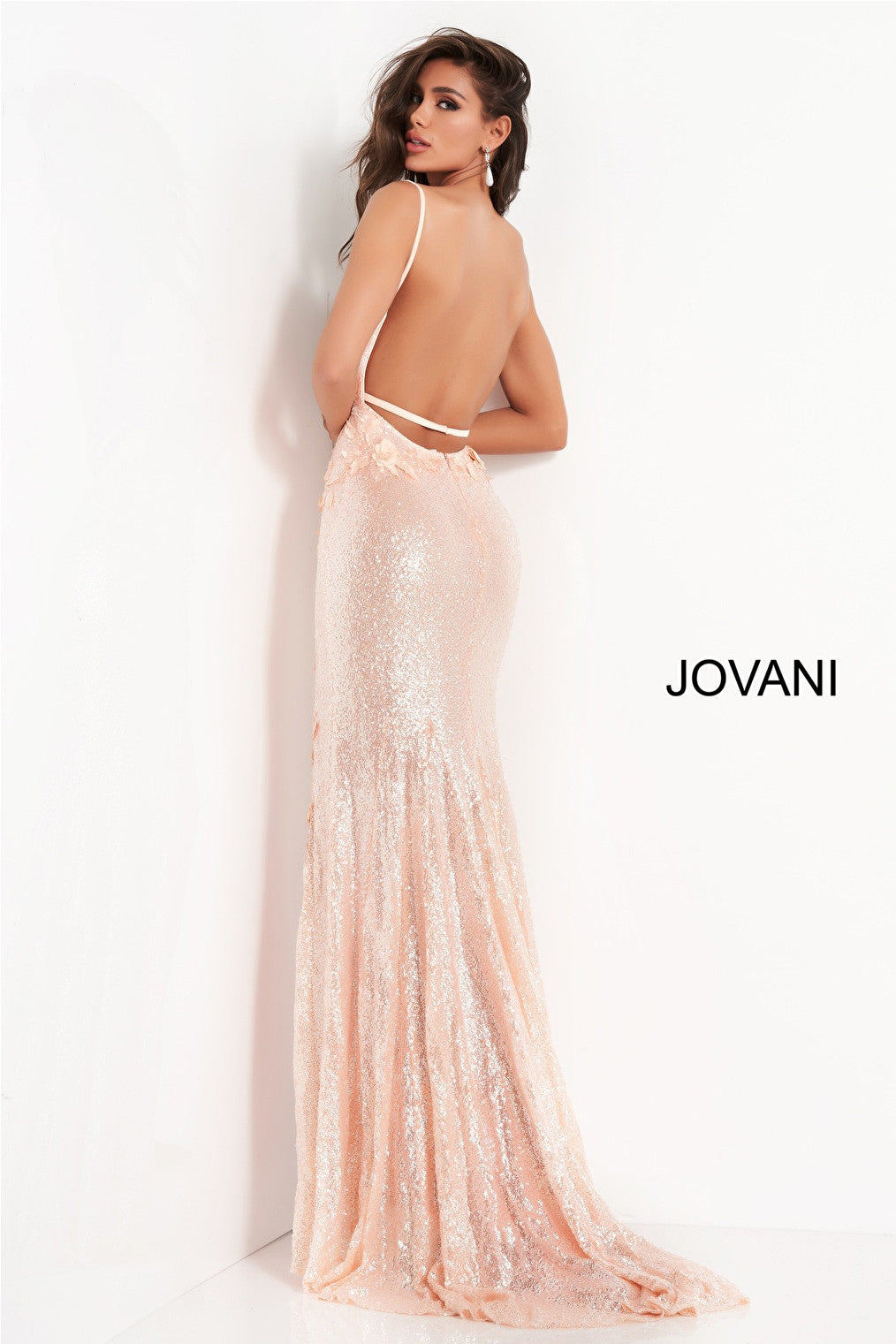 Jovani 1012 ice pink backless dress