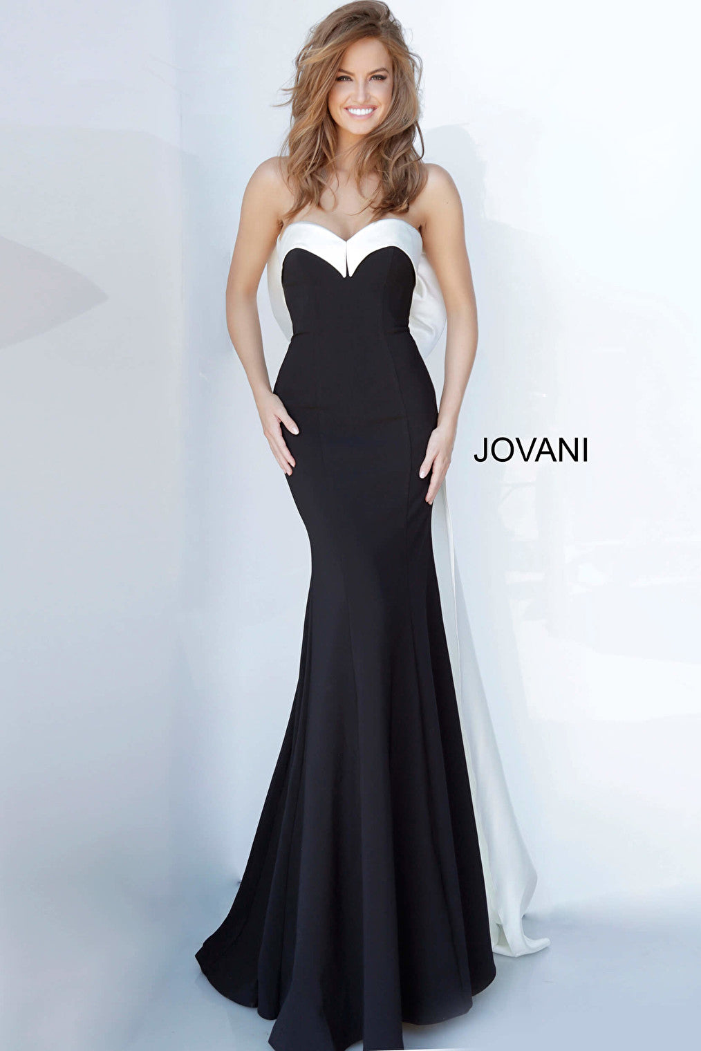 Black and white elegant evening dress Jovani 12020