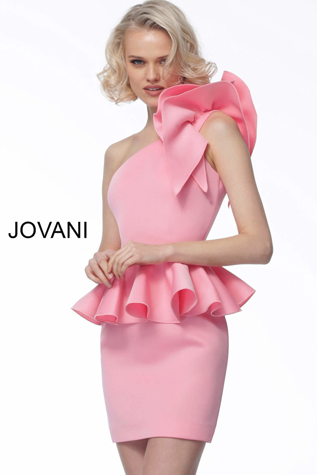 Jovani ruffle peplum short dress 1400