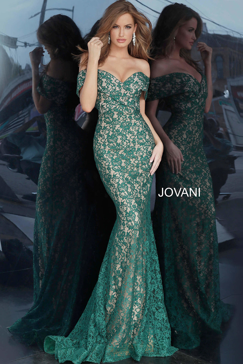 Green sweetheart neck mother of the bride Jovani dress 1974