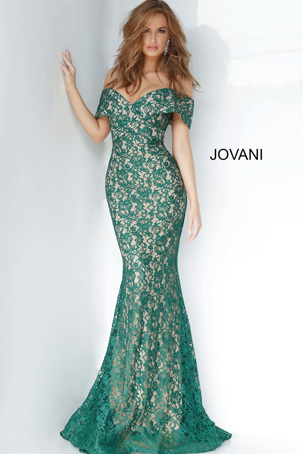 green lace mother of the bride and evening Jovani 1974