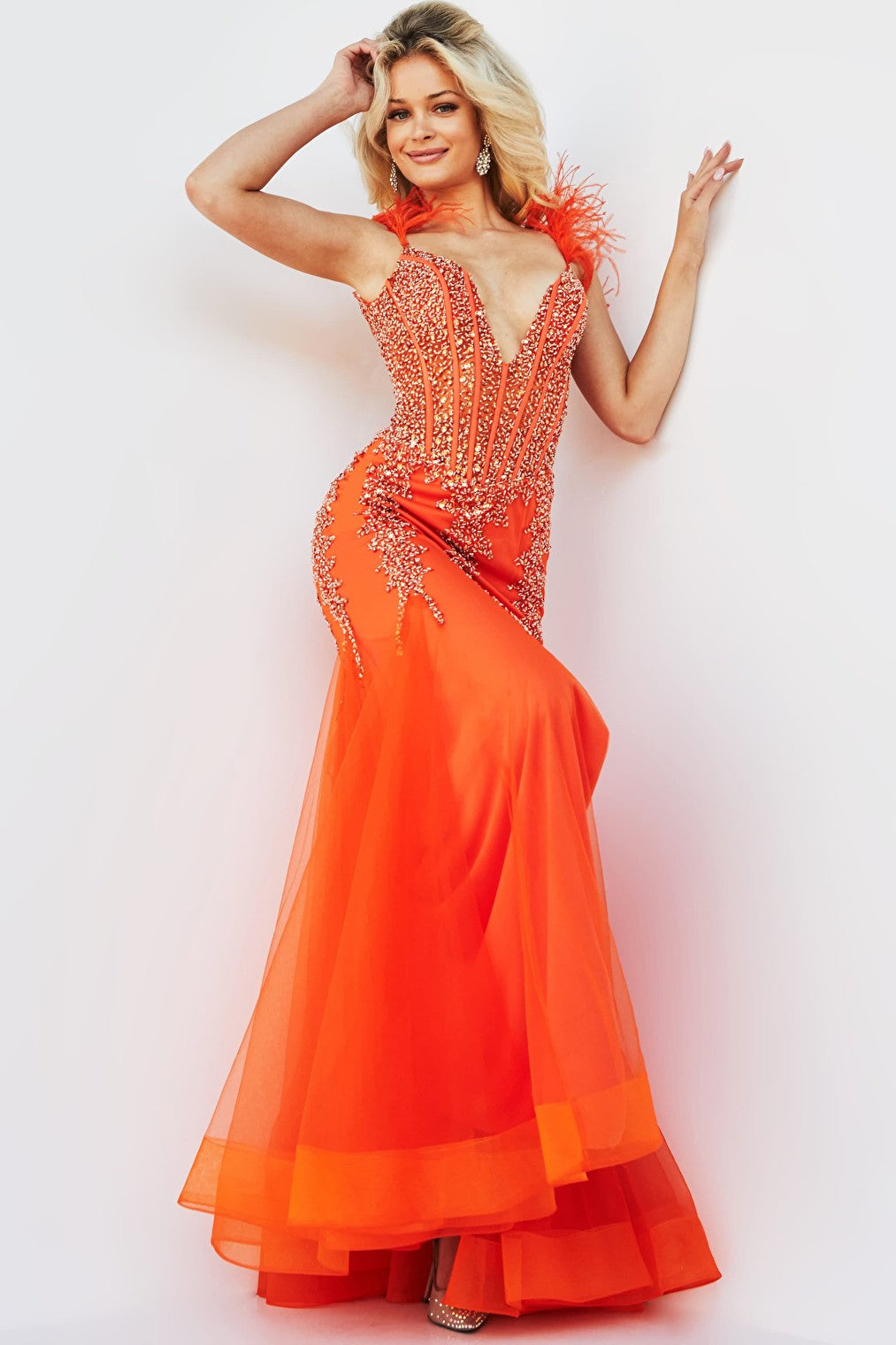 orange beaded dress 22540