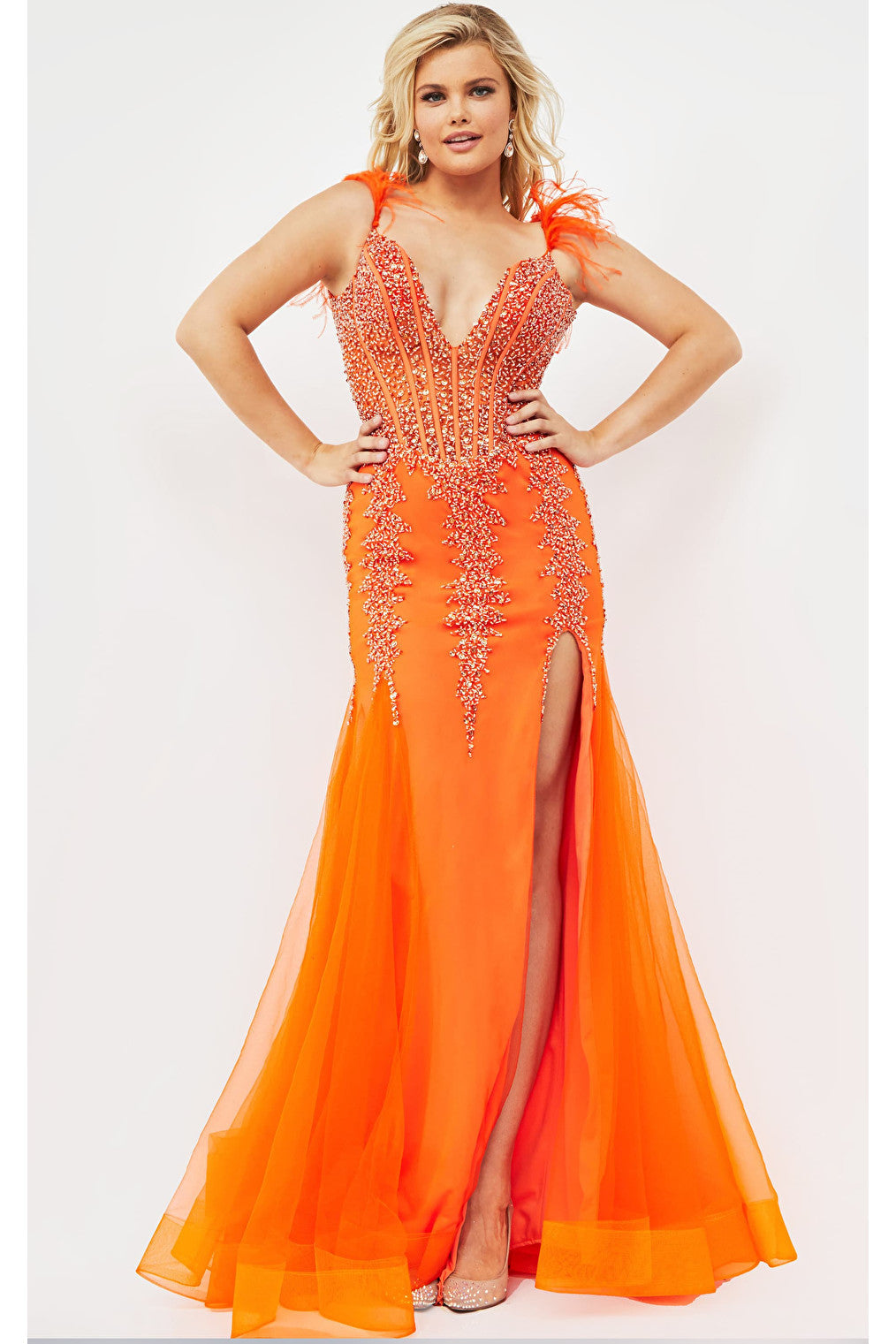 orange plus size dress 22540