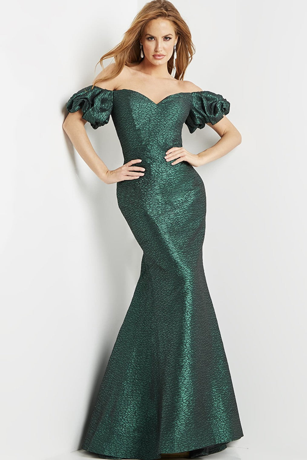 Green mermaid evening dress 24044