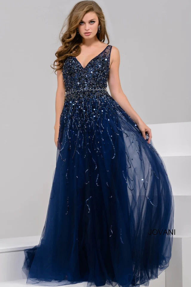 jovani navy beaded dress Embellished Sleeveless Gown - or evening occasions. Apparel Zac Brown on Jason COLOR:Blush Multi
