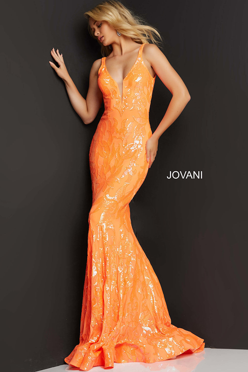 orange mermaid dress 3263