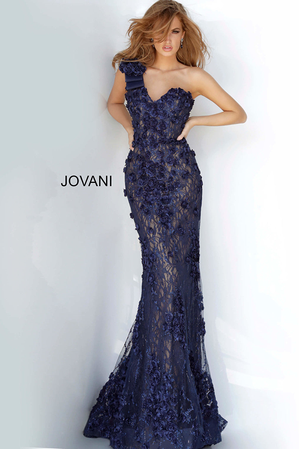 Navy sweetheart neckline Jovani evening dress 3375