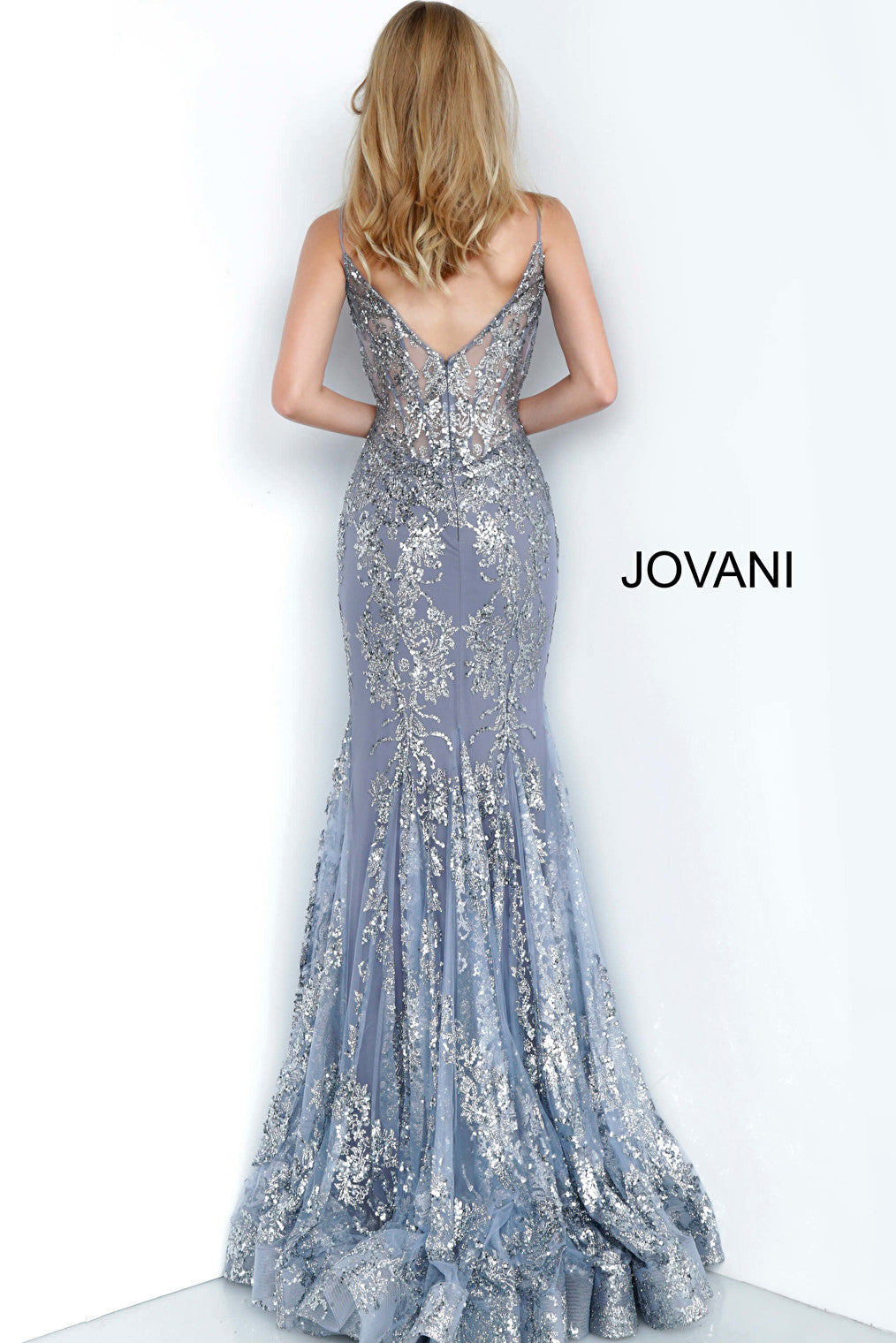 ink V back Jovani prom dress 3675