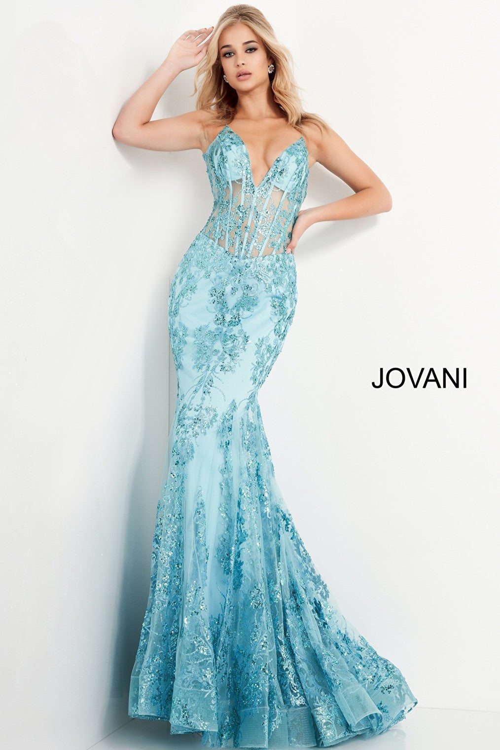 Turquoise Jovani prom dress 3675