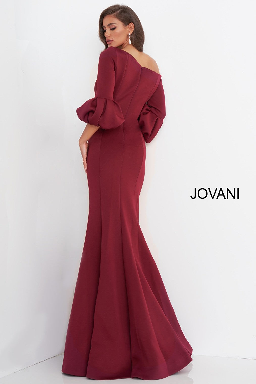 Burgundy scuba MOB and evening dress Jovani 39739