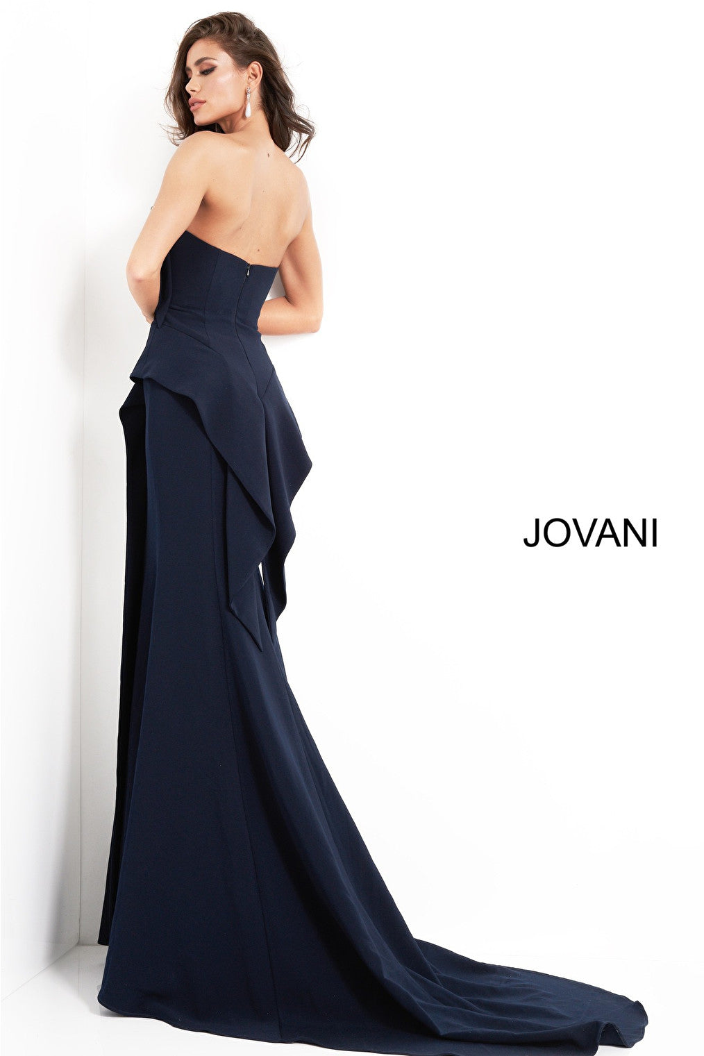 Navy evening dress with train Jovani 4466