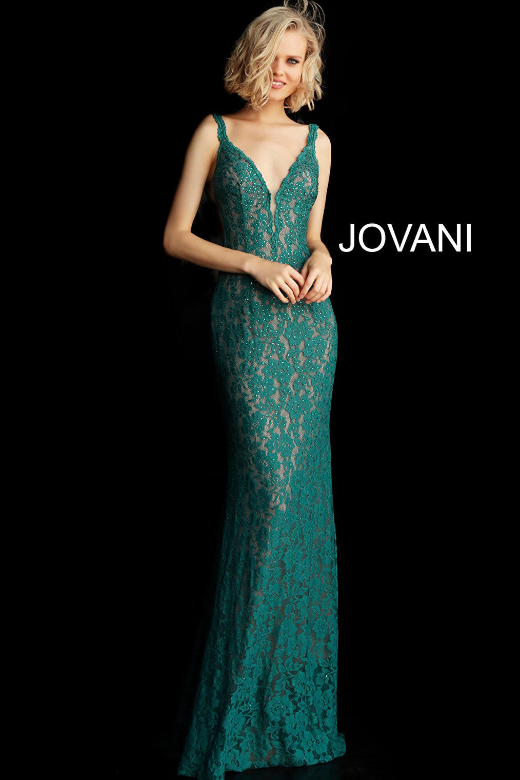 Emerald lace Jovani dress 48994