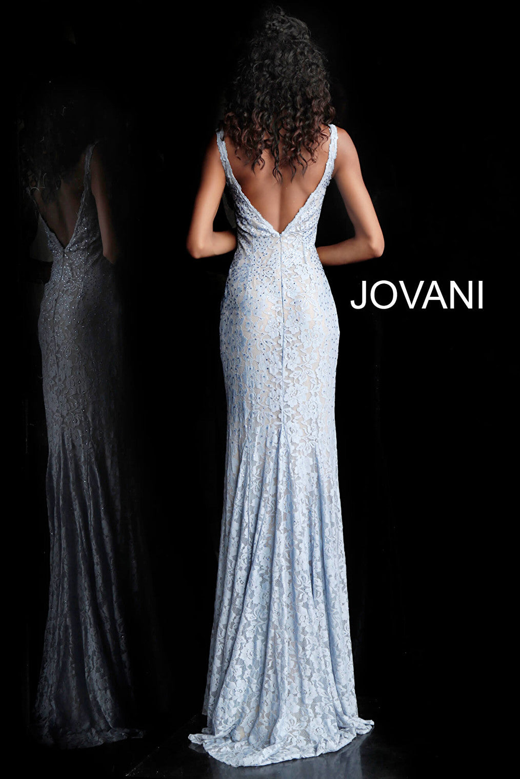 Open back light blue Jovani dress 48994
