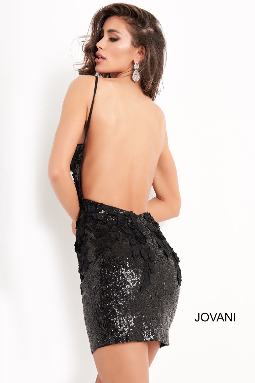 Backless black short dress Jovani 05282