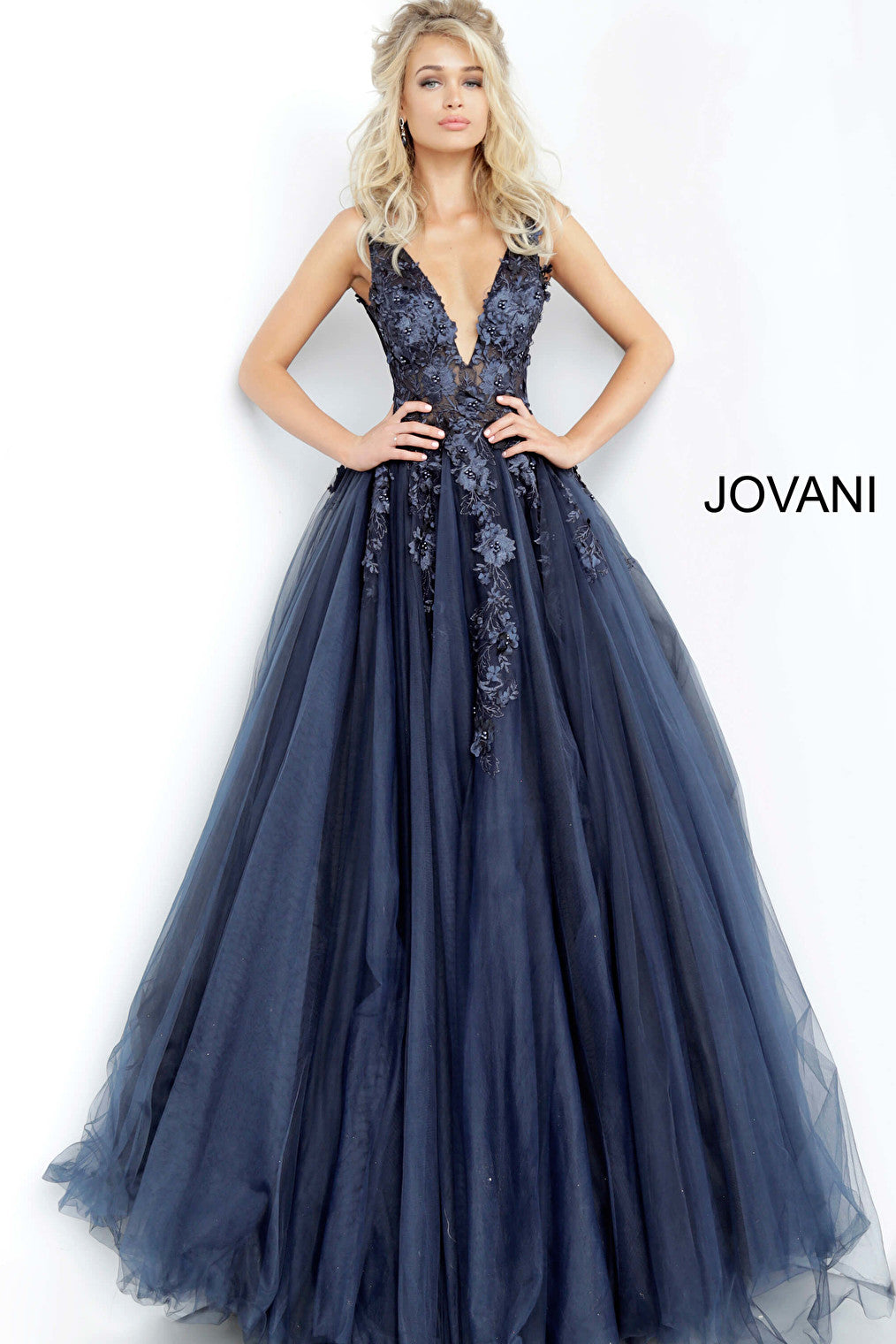 jovani evening dresses 2020 Jovani 09693 Hot Pink Plunging neck Embellished Dress