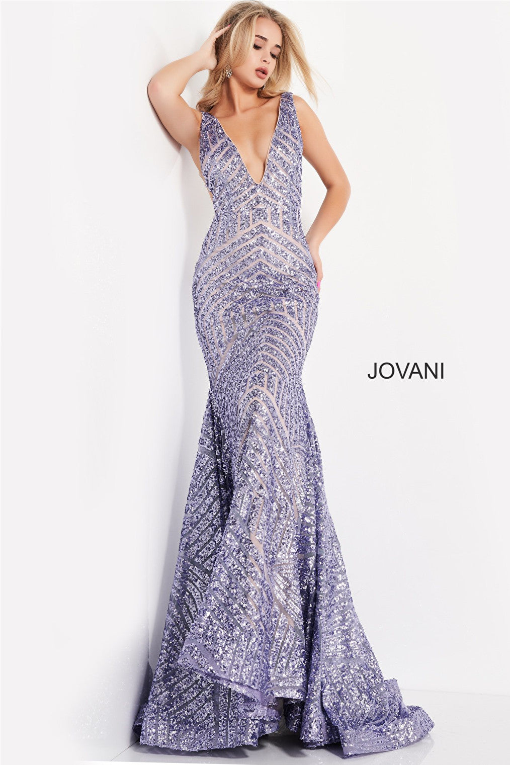 Jovani 59762 purple mermaid dress