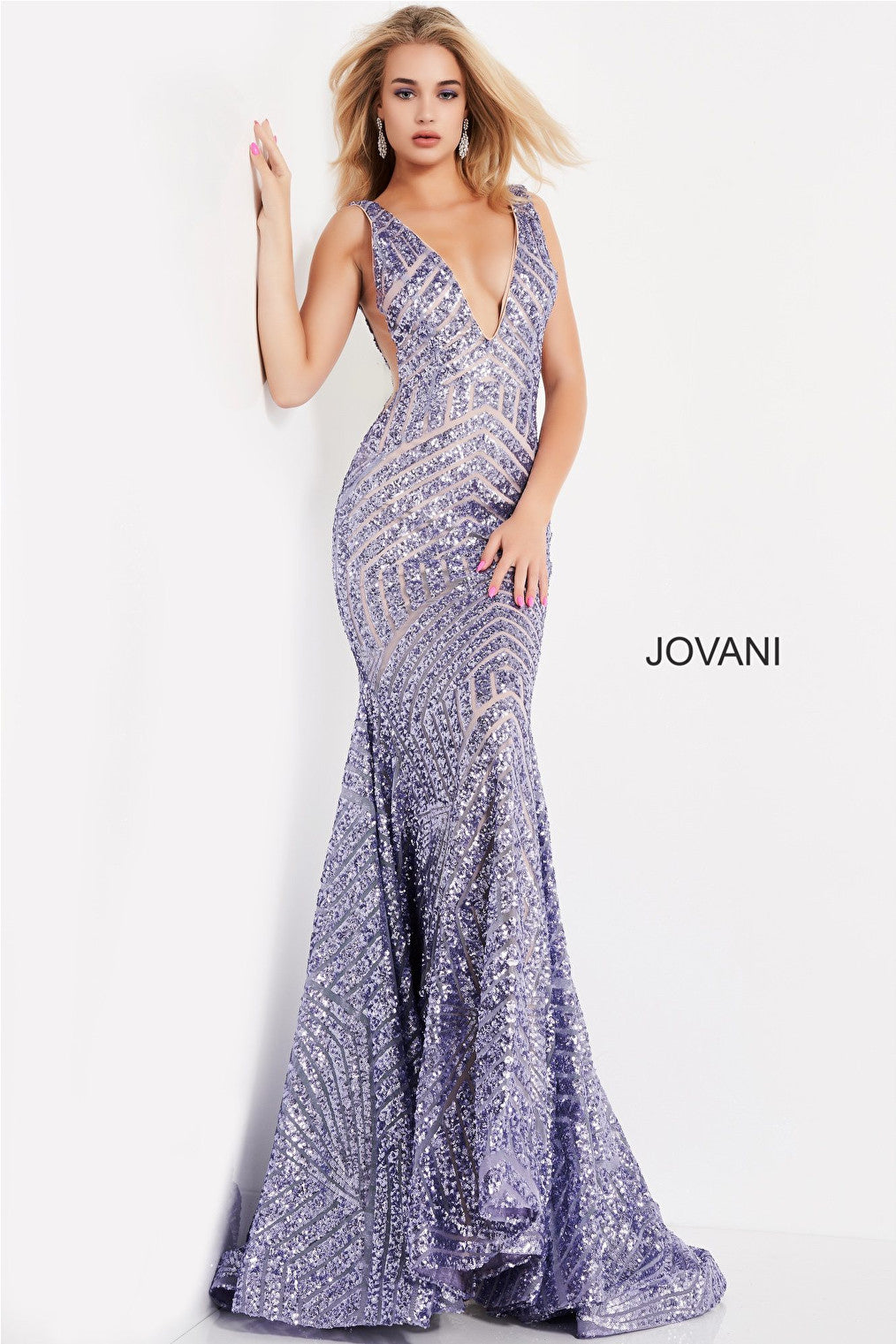Purple fitted long prom dress Jovani 59762