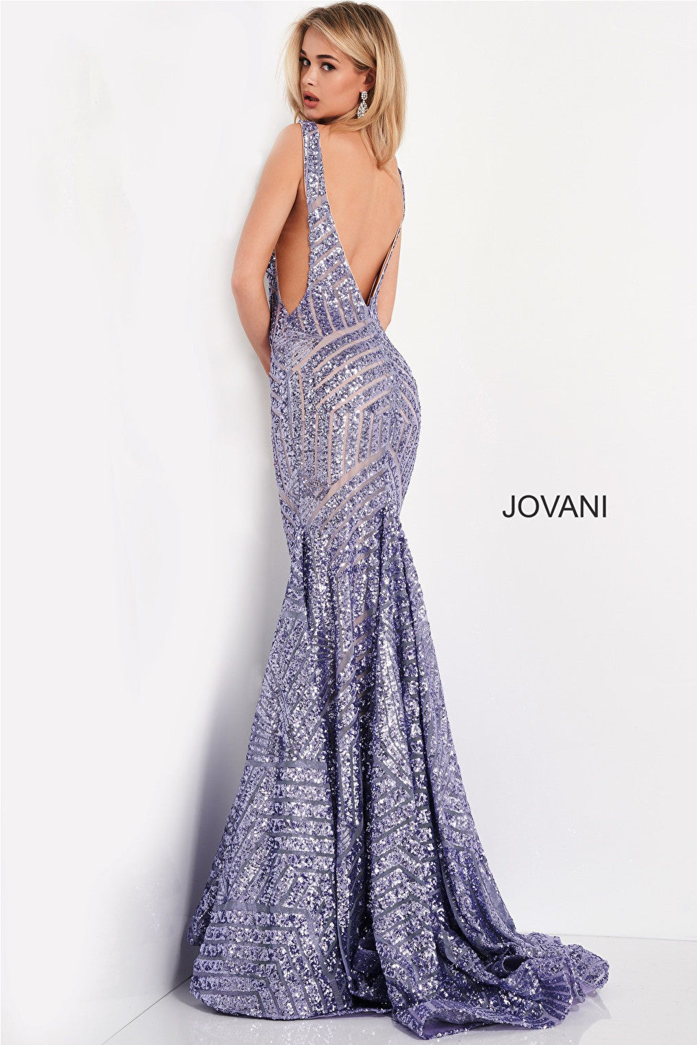 Back view purple Jovani prom dress 59762