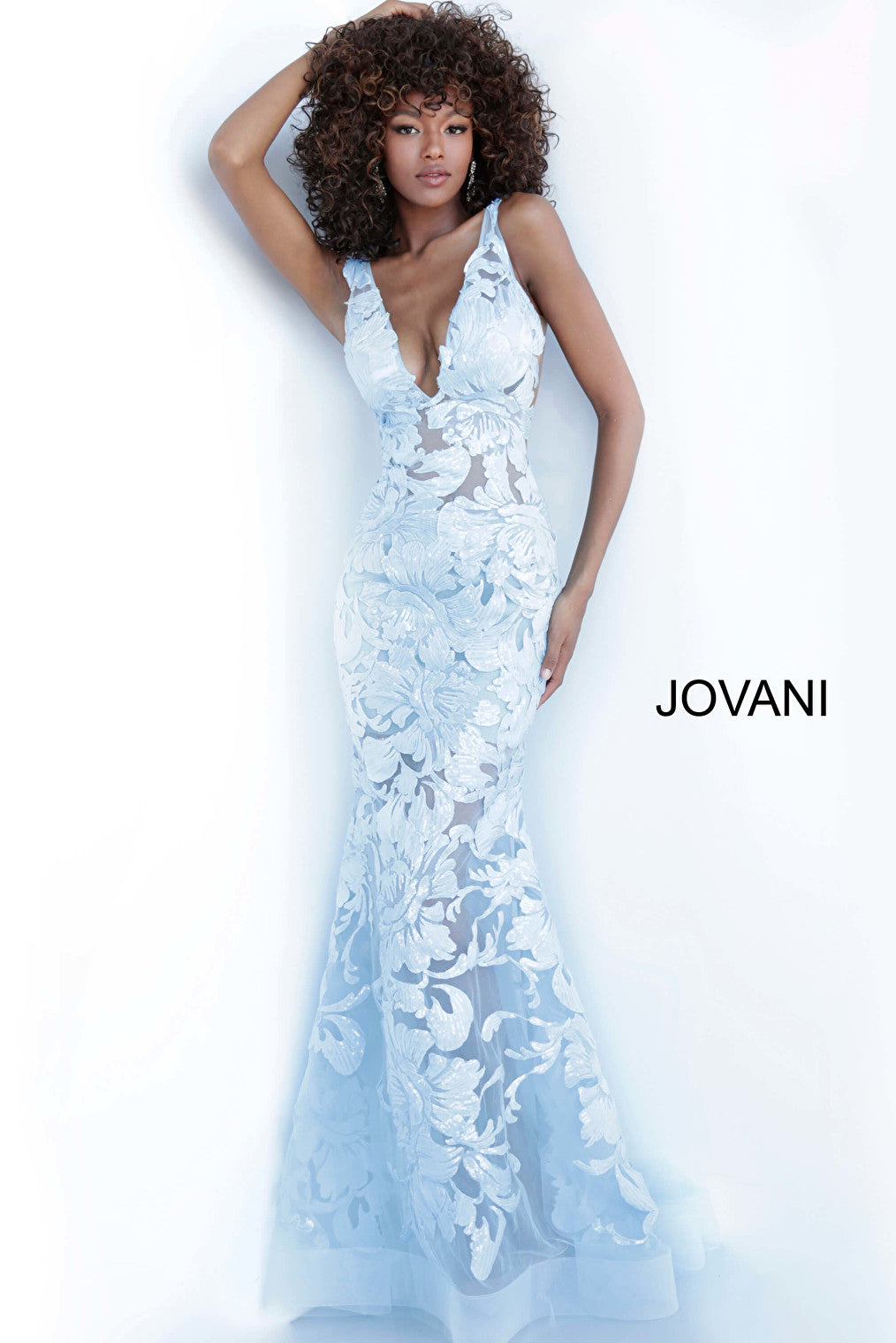 Light blue embroidered Jovani dress 60283