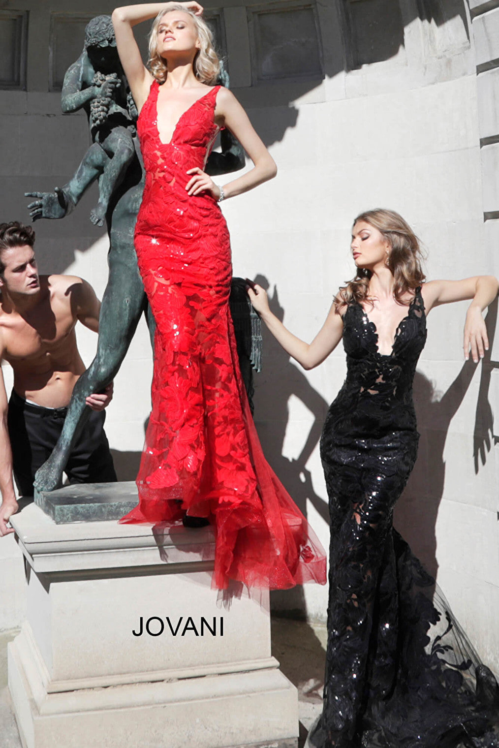 Red fitted prom dress Jovani 60283
