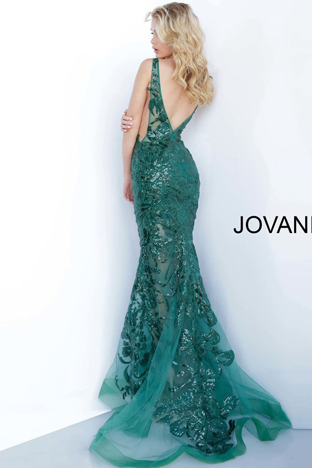 forest long train prom dress 60283