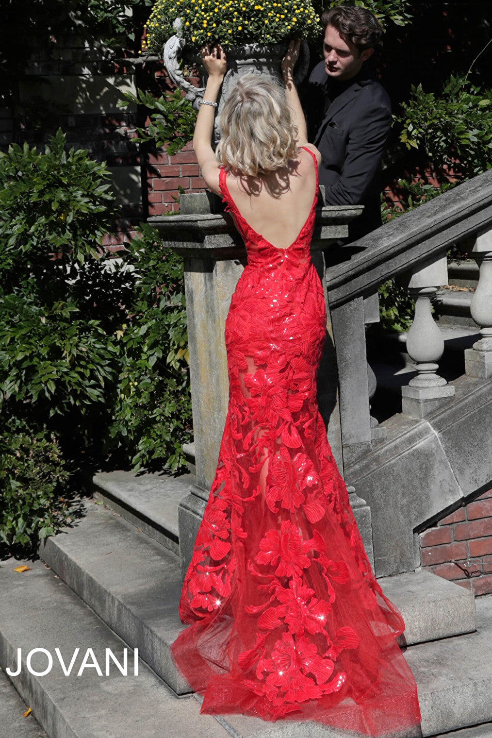 Jovani red sequin prom dress 60283