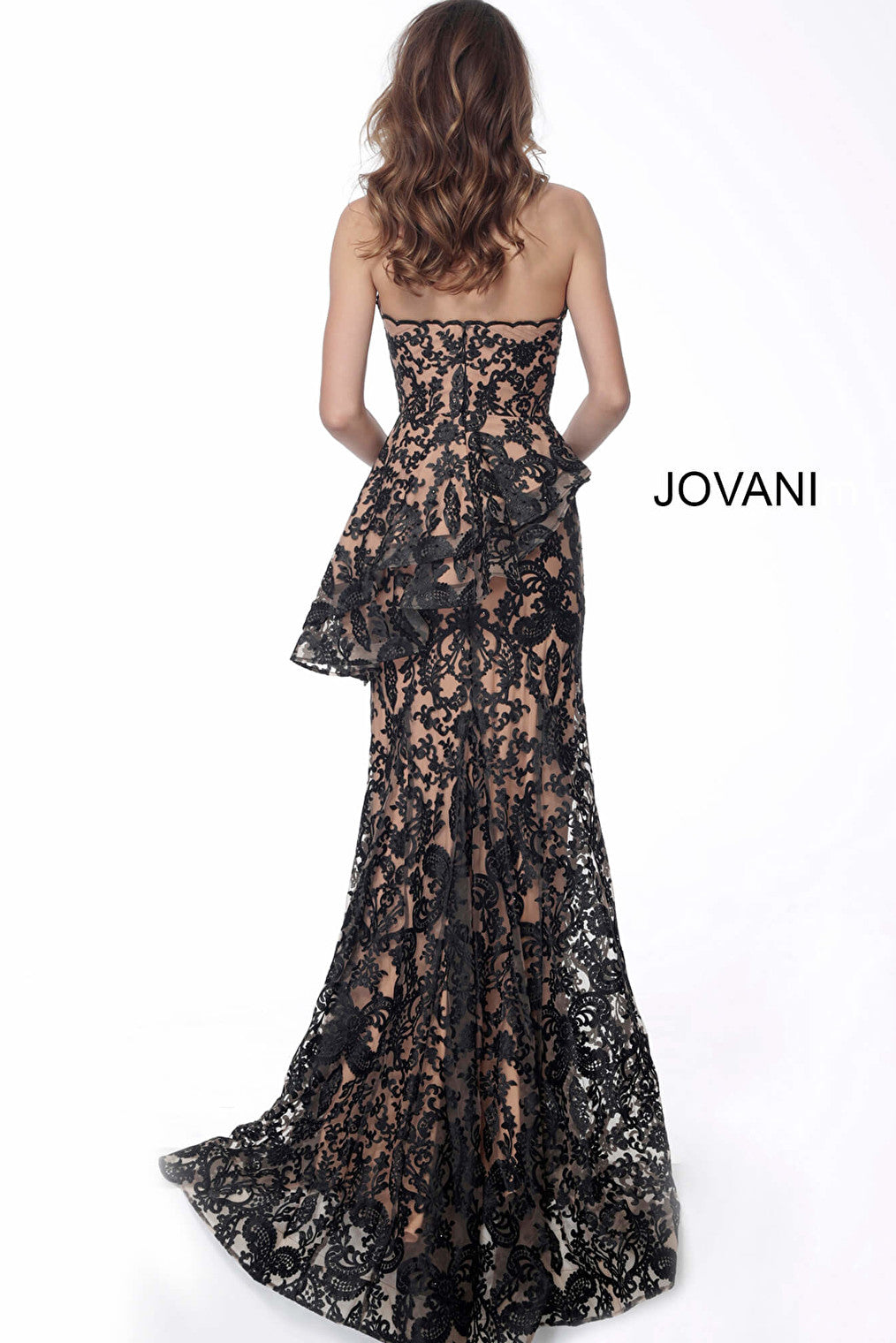 Jovani black evening dress 61524 back view