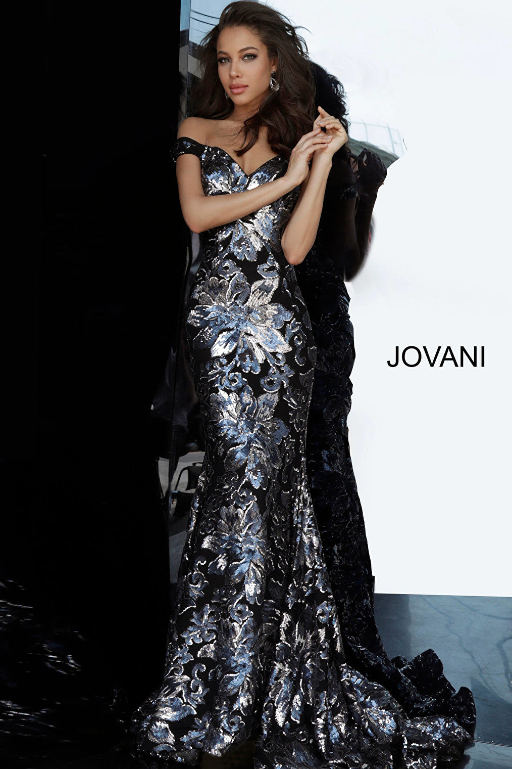 Black gunmetal Jovani MOB dress 63516