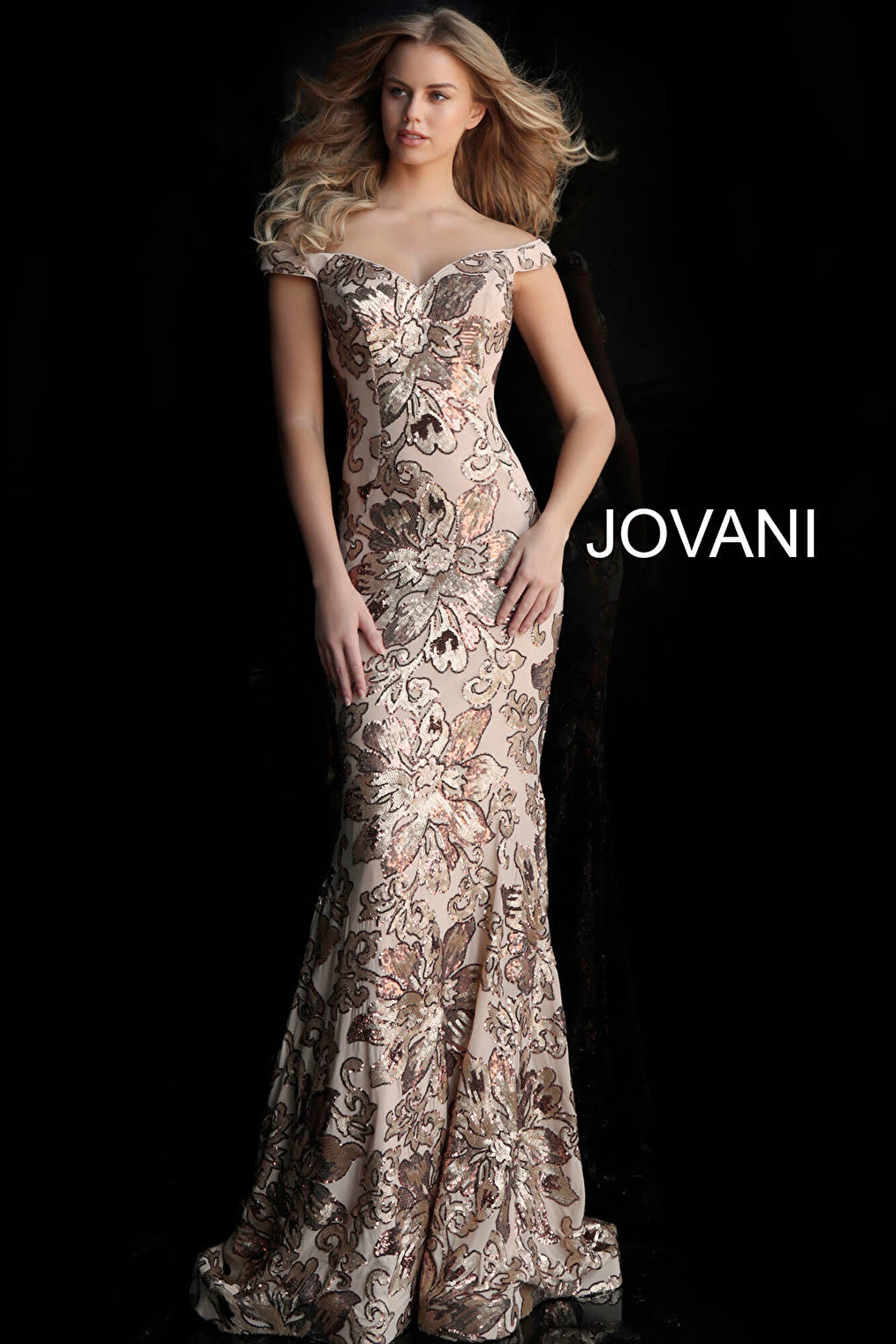 off the shoulder embellished MOB Jovani dress 63516