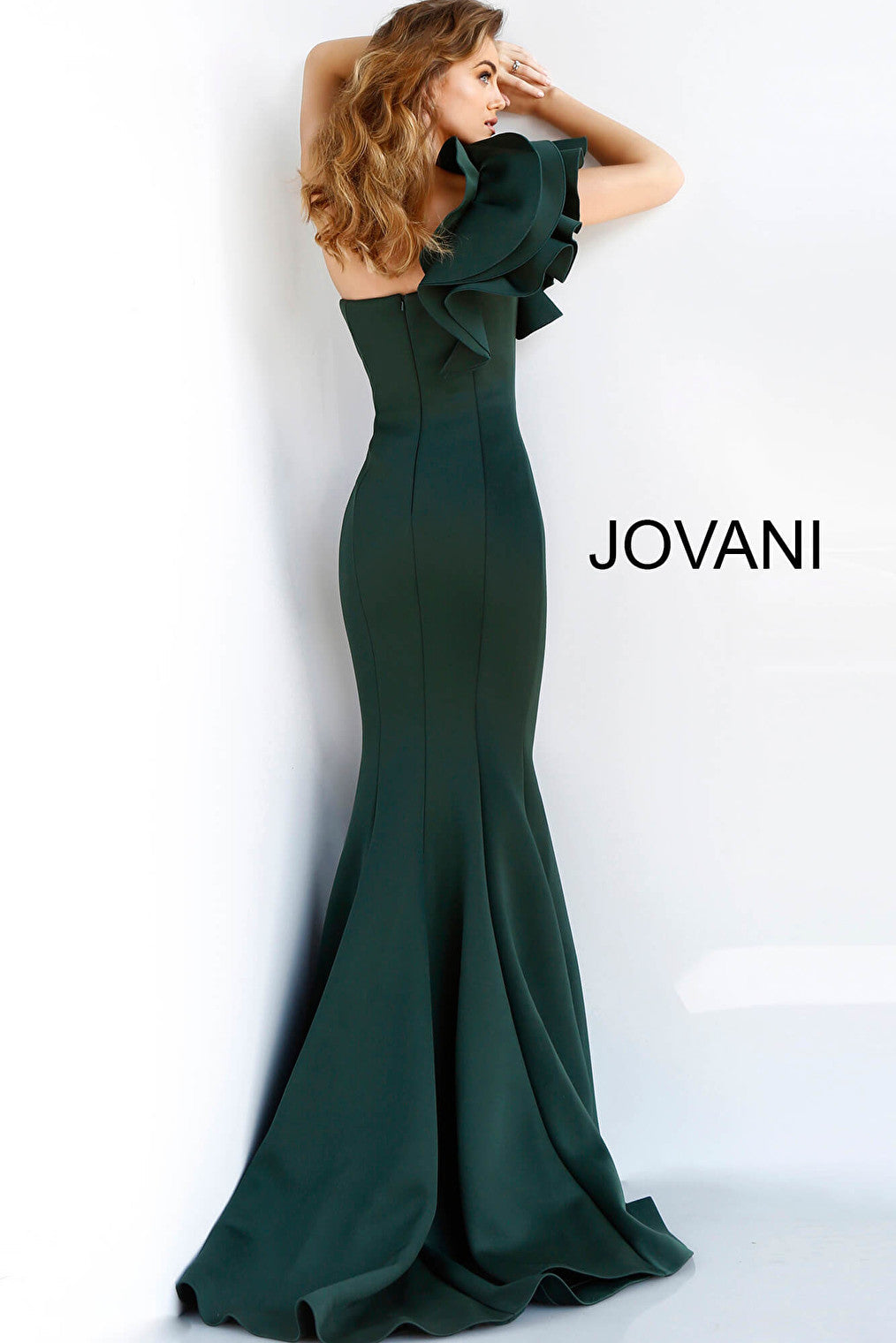Jovani green scuba formal dress 63994