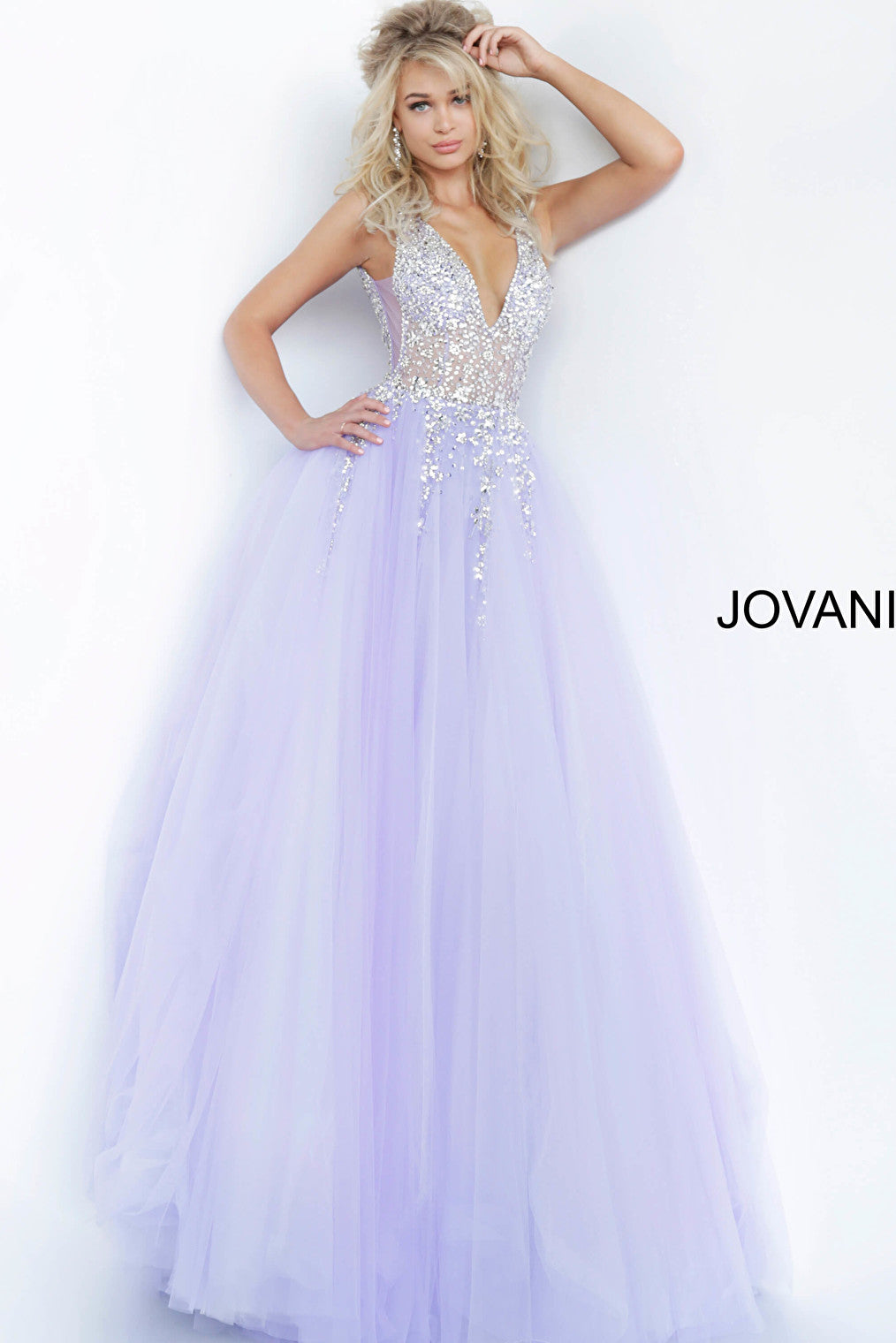 lilac embellished sleeveless bodice prom ballgown 65379